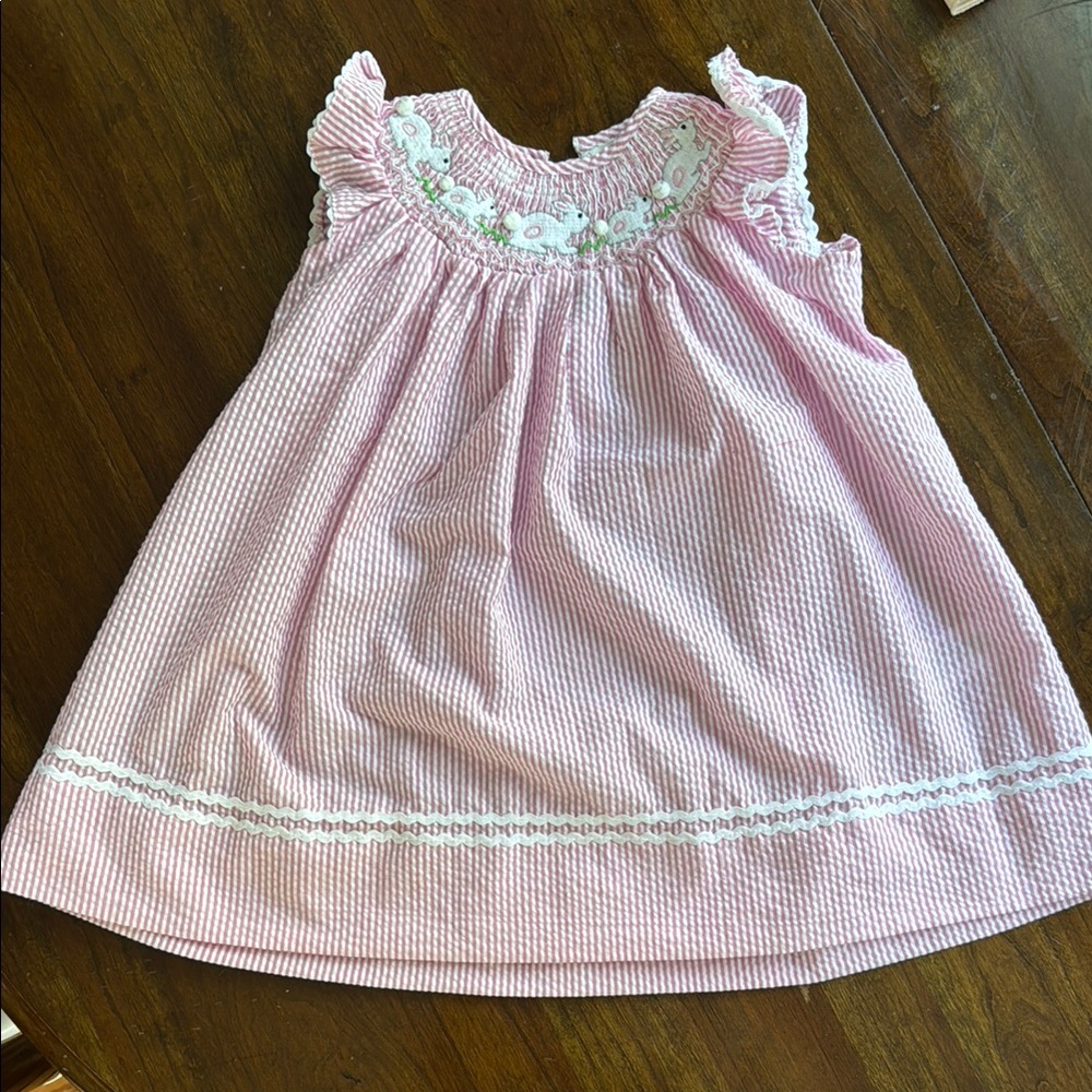 Lil Cactus Bunny Pink Striped Kids Dress